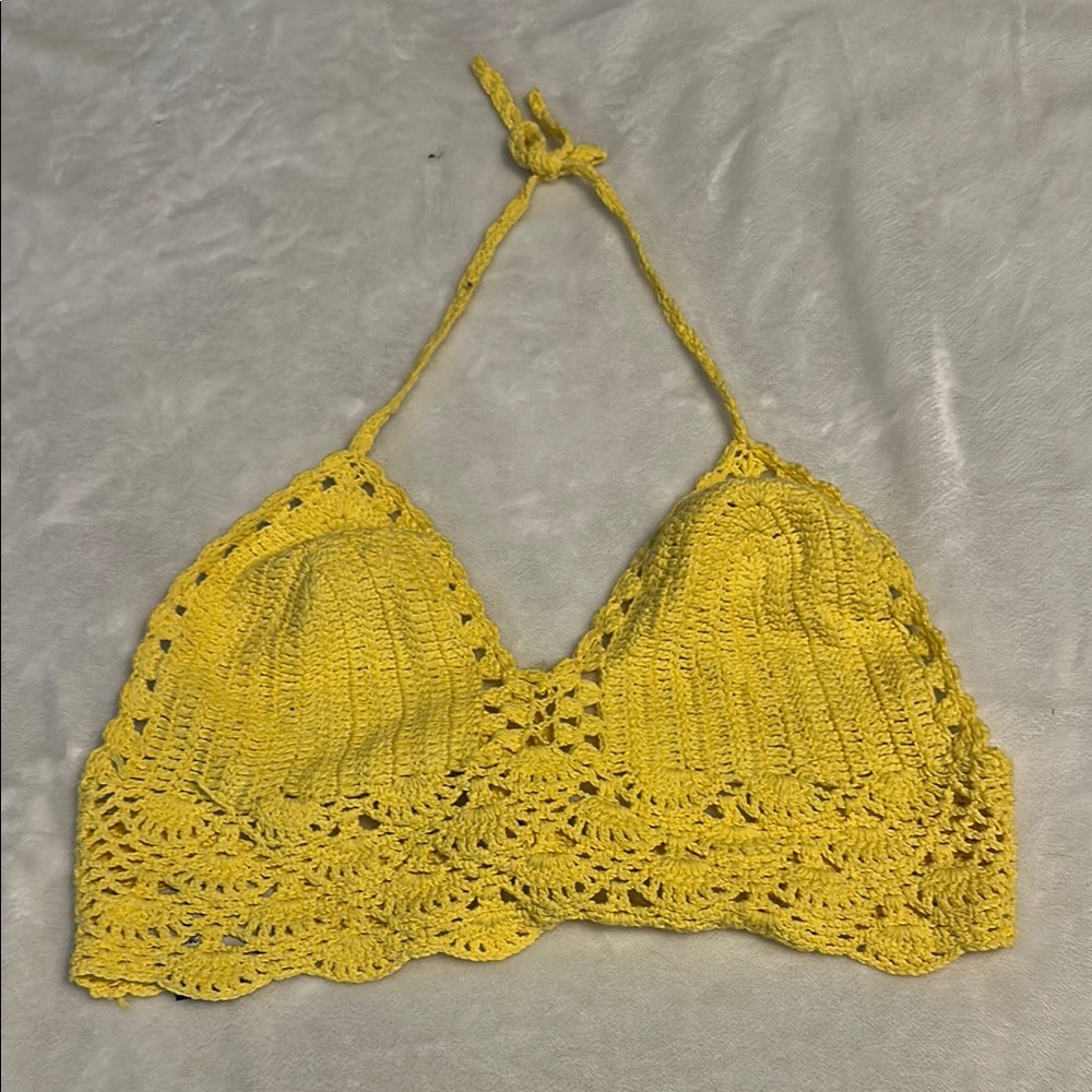 Yellow Crochet Halter Top